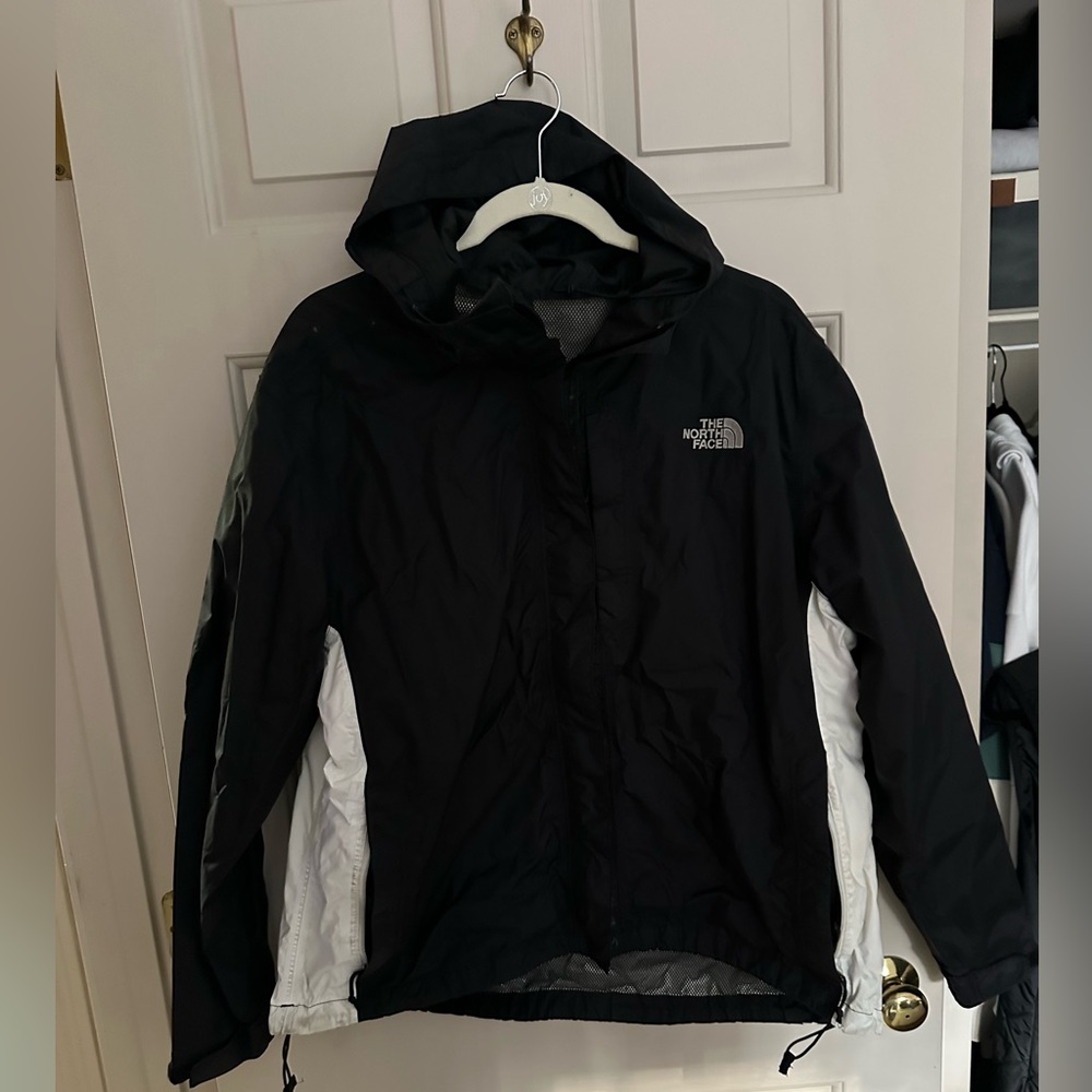 The North Face - Women’s Black and White Hooded Rain Jacket